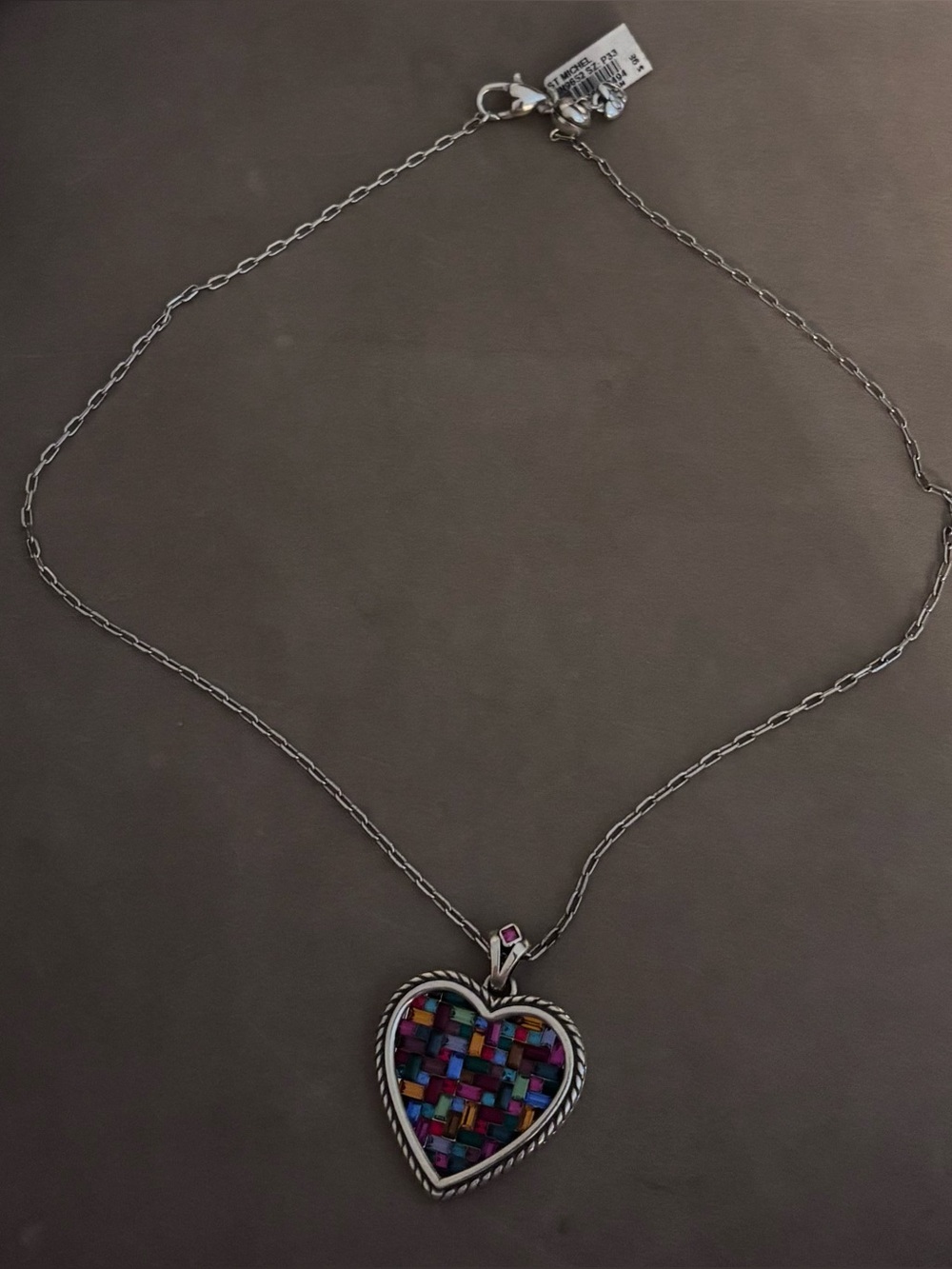 Brighton St. Michel Retired Multicolor Crystal Heart Pendant Necklace NWT - Picture 2 of 5